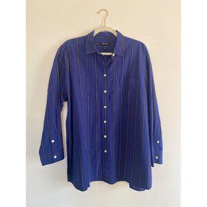 Madewell Oversized Blue Striped 100% Cotton Button-Down Shirt Size M